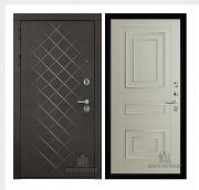 Дверь входная Президент Люкс зеркало, цвет горький шоколад,  панель - 62001 цвет светло-серый серена