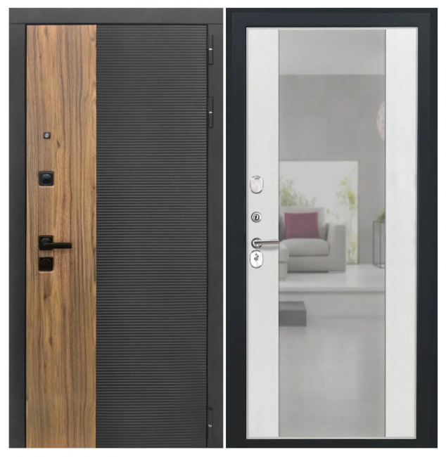 Дверь Luxor-46 - Алиса (16мм, ПВХ ясень белый, зеркало)