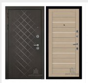 Дверь входная Президент Люкс зеркало, цвет горький шоколад,  панель - light 2127 цвет кремовый soft