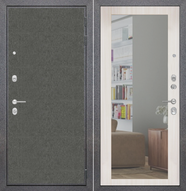 Дверь ZMD Лофт графит Зеркало стандарт Сандал светлый Дверь ZMD Лофт графит Зеркало стандарт Сандал светлый